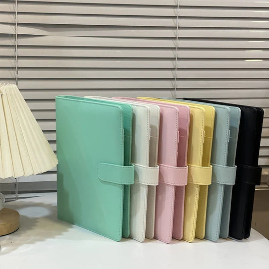 A5 A6  Macaroon Sercies 18Colors Binder PU Clip-on Notebook Leather Loose Leaf DIY Notebook Only Cover Stationery - petguardiansupplies