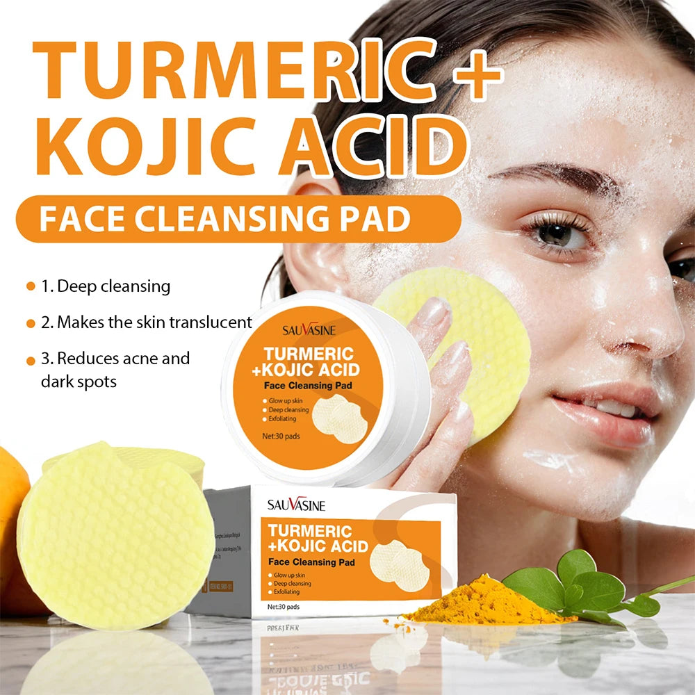 Turmeric Kojic Acid Facial Cleansing Pads Gentle Refreshing Balancing Oil Care for Skin - petguardiansupplies