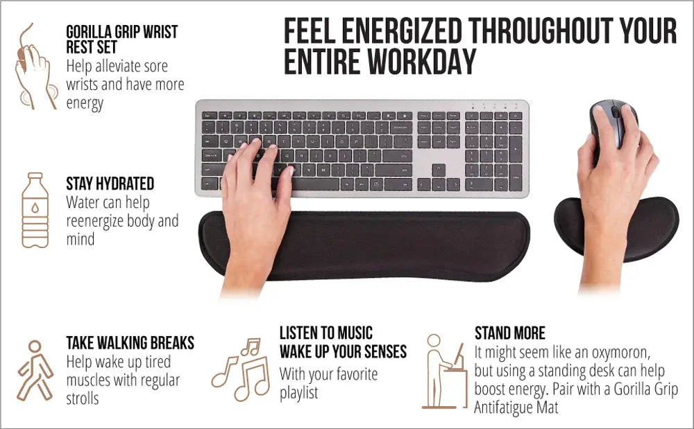 Keyboard Wrist Rest Mouse Pad with Wrist Support Memory Foam Keyboard Pad Set Ergonomic Mousepad for Office Gaming PC Laptop - petguardiansupplies