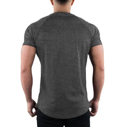 Plain Gym T-shirt Men Summer Fitness Clothing O-Neck Short Sleeve T shirt Cotton Slim Fit Tshirt Bodybuilding Workout Tees Tops - petguardiansupplies