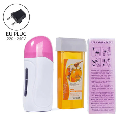 Honey Epilatory Waxing Kit Depilatory Roll on Wax Heater Machine with Refillable Wax Cream&100PCS Waxing Papers For Hair Removal - petguardiansupplies