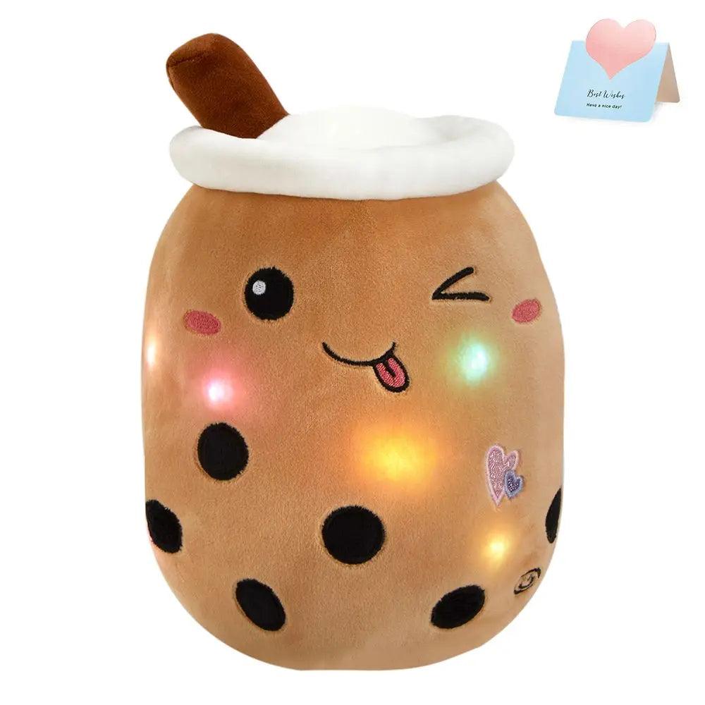 26-38cm LED Light Milk Tea Doll Plush Toy Green Pink Soft Cute Throw Pillows Strawberry Stuffed Animals for Girls Birthday Gift - petguardiansupplies