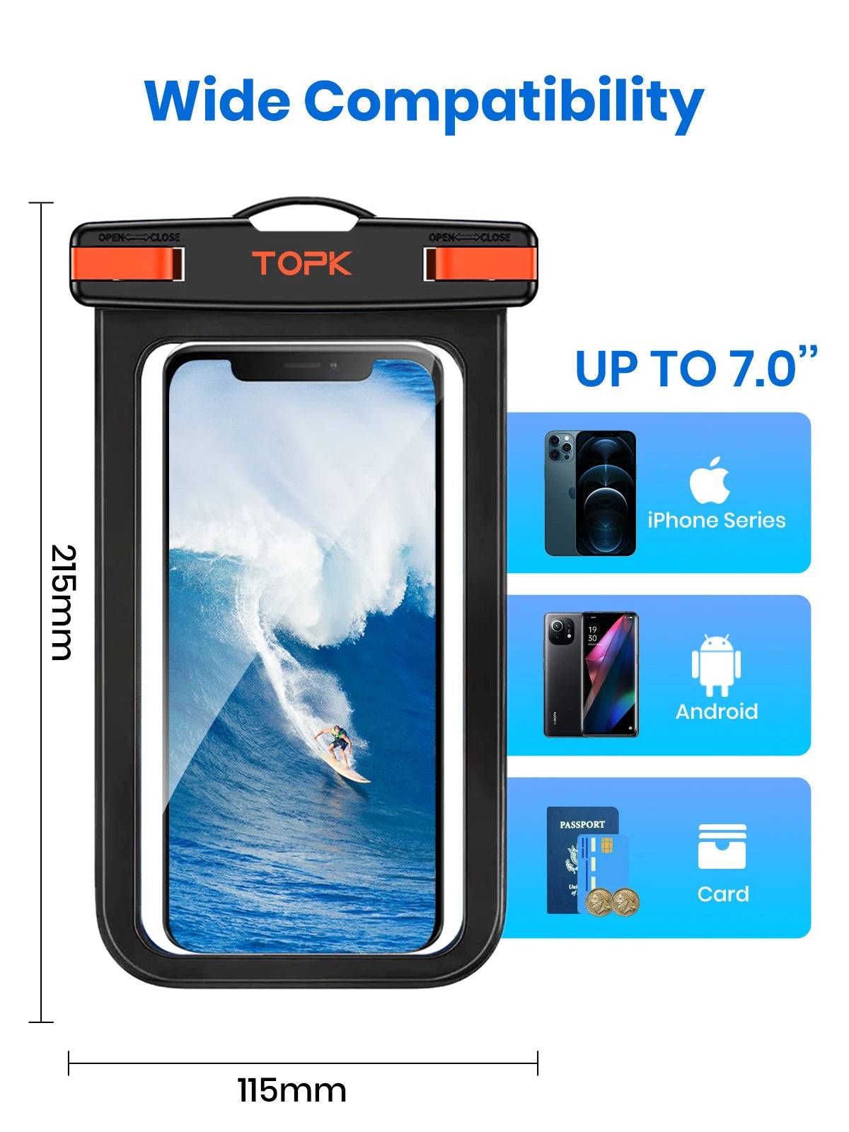 Waterproof Phone Pouch Case IPX8 Protective Cover with Clip Strap for Swimming Dry Bag Suitable for iPhone 15 Up to 7” - petguardiansupplies