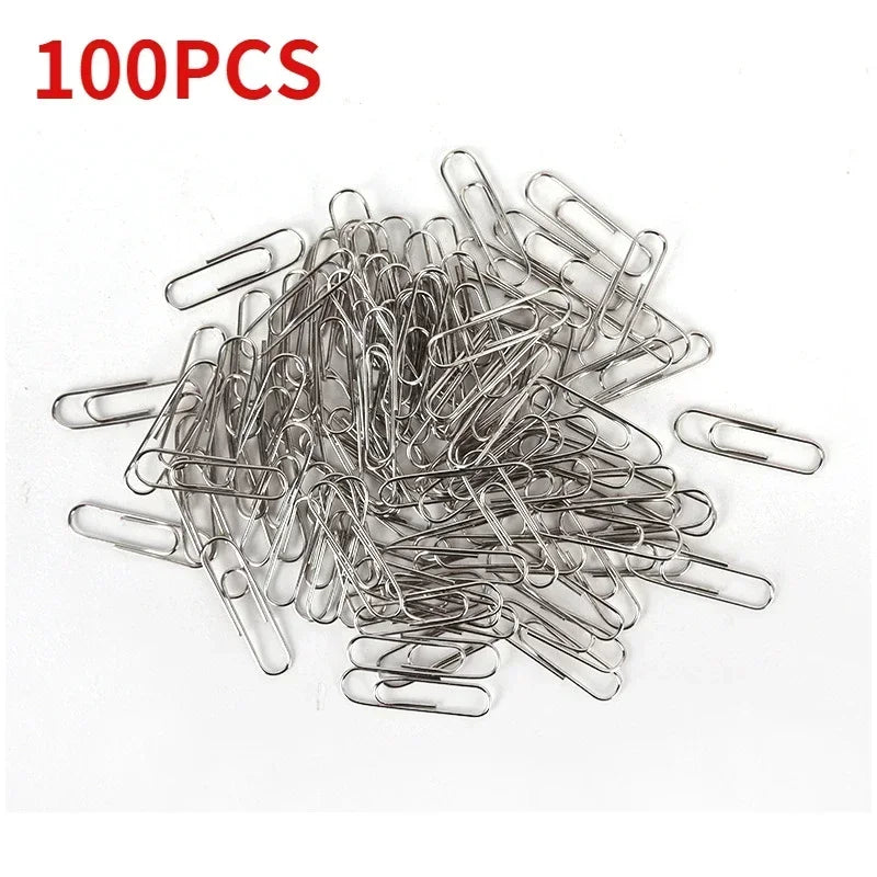 500/300/100/50PCS Metal Silver Paper Clips for Paperwork Stainless Steel Bookmark Paperclips Organizers Office School Supplies - petguardiansupplies