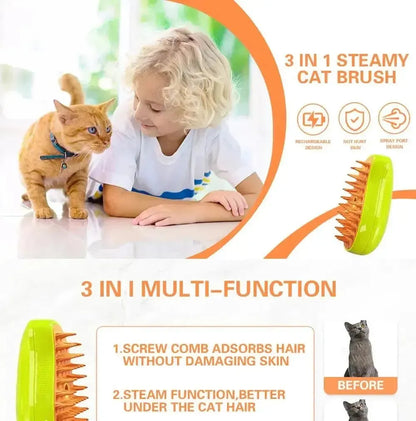 Cat Dog Steamy Brush Steam Brush Electric Sprayer for Massage Pet Grooming tool Shedding 3 in 1 Electric Sprays Massage Combs - petguardiansupplies