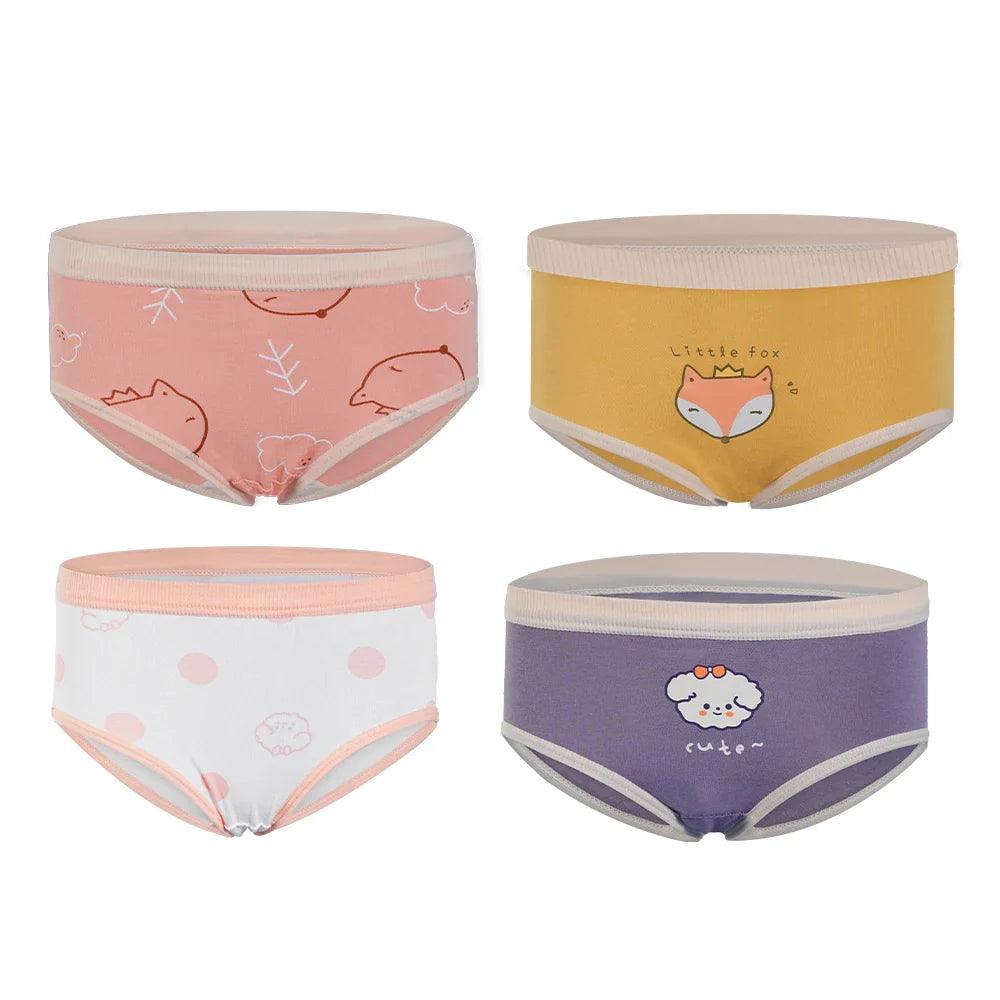 4PCS Girls Cotton Panties Summer Kid Thin Breathable Cartoon Briefs Young Children Underwears Toddler Antibacterial Knickers - petguardiansupplies