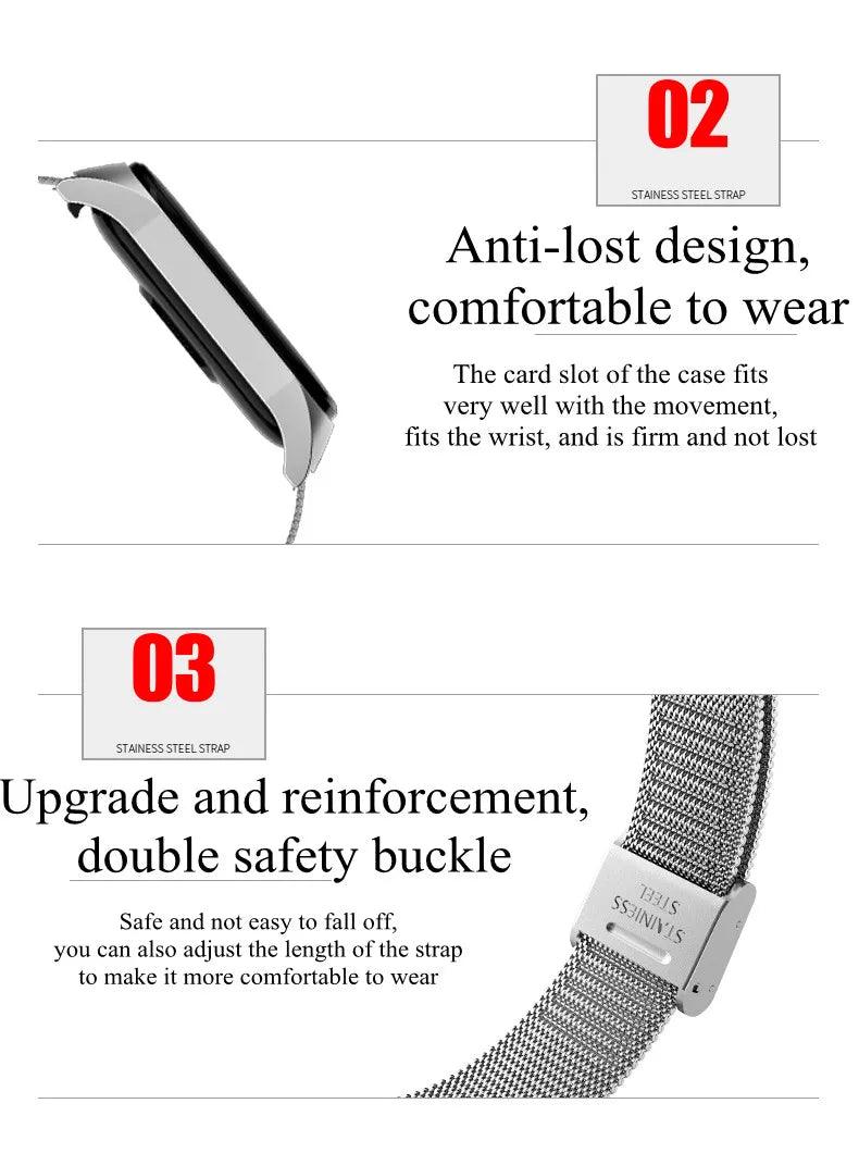 Metal Strap bracelet for Xiaomi mi band 7 6 5 3 4 strap Stainless Steel MiBand 4 Smart Wrist Strap for xiao mi miband 4 3 straps - petguardiansupplies