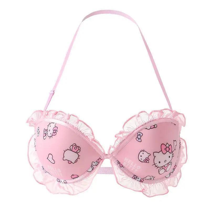 Sanrio Hello Kitty Pants Anime Figure Y2K Sweet Girl Pink Underwear Fashion Kawaii Small Chest Gathering Bra Without Steel Ring - petguardiansupplies