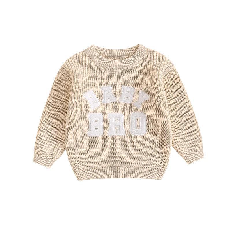 FOCUSNORM 0-18M Autumn Baby Boys Sweater 4 Colors Letter Embroidery Long Sleeve Round Neck Knitwear Pullover - petguardiansupplies