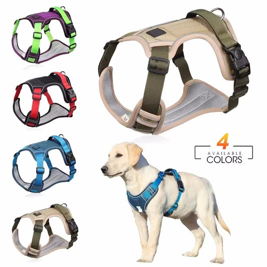 Medium Large Dog Harnesses Collar Labrador Armyy Reflective Adjustable Harness Oxford Cloth Pet Vest Training Hound Walk the Dog - petguardiansupplies