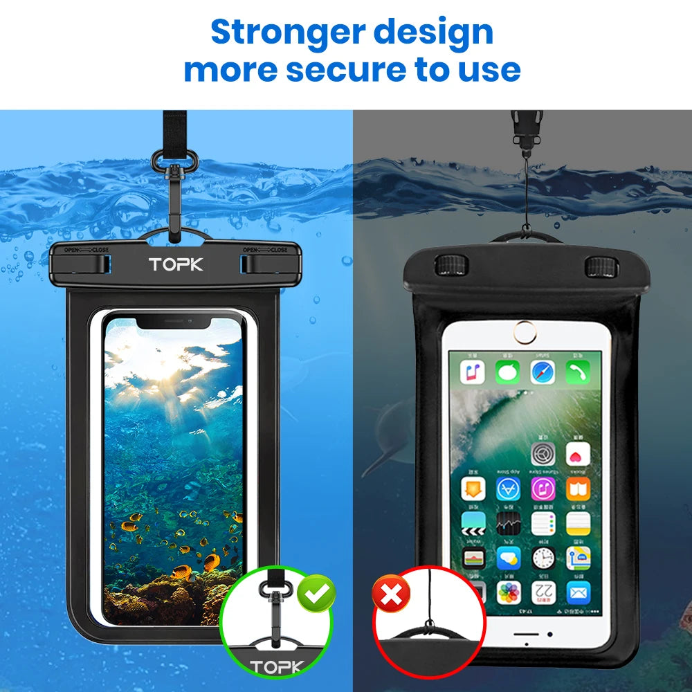 Waterproof Phone Pouch Case IPX8 Protective Cover with Clip Strap for Swimming Dry Bag Suitable for iPhone 15 Up to 7” - petguardiansupplies