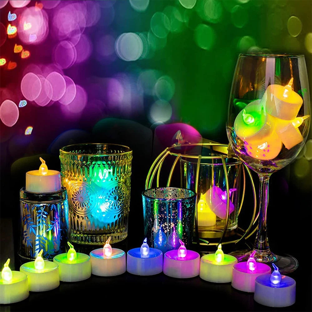 12 X LED Colour Changing Flickering Mood Tea Lights Flameless Battery Operated - petguardiansupplies