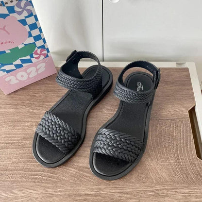 Fashionable Versatile Women's Sandals Roman Style Flat Bottom Anti-slip Summer New Arrival Perfect For Vacation Beach Wear - petguardiansupplies