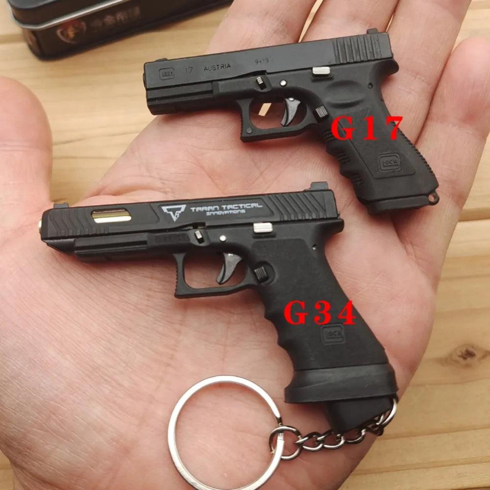 2023 New 1:3 Scale Glock 34 TTI Taran Tactical Alloy Mini Pistol Keychain Toy Shell Ejection Free Assembly Mini Gun Fidget Toy - petguardiansupplies