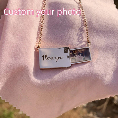 Stainless Custom Photo Message Envelope Necklace Pull-Out Envelope Pendant for Women Customized Name Jewelry Gift Mother's Day - petguardiansupplies