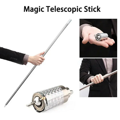 1PC EDC Metal Magic Telescopic Stick Rod Martial Arts Magic Pocket Outdoor Car Steel Wand Elastic Stick Hollow Adjustable Stick - petguardiansupplies