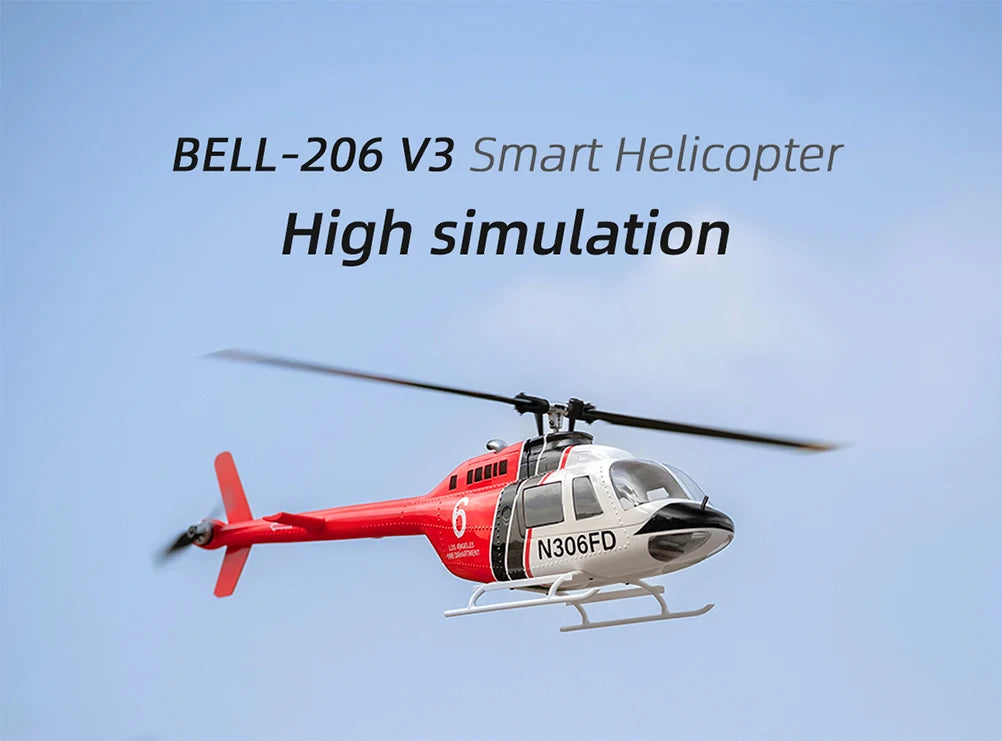 Flywing Bell 206 RC Helicopter V3 6CH GPS Altitude Hold Two Rotor 1:16 RC Scale Helicopter PNP RTF With H1 Flight Control System - petguardiansupplies