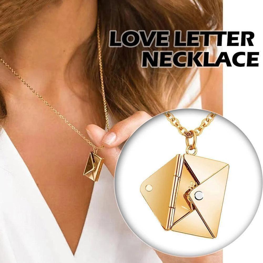 Love Letter Envelope Pendant Necklace Customized Stainless Steel Jewelry Confession Love You for Valentine Day Mother Day Gift - petguardiansupplies