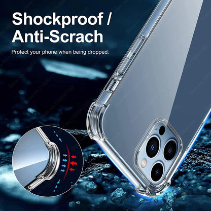 Luxury Shockproof Clear Phone Cases For iPhone 16 15 14 13 12 11 Pro Max 8 Plus XR XS Max Silicone Bumper Transparent Back Cover - petguardiansupplies