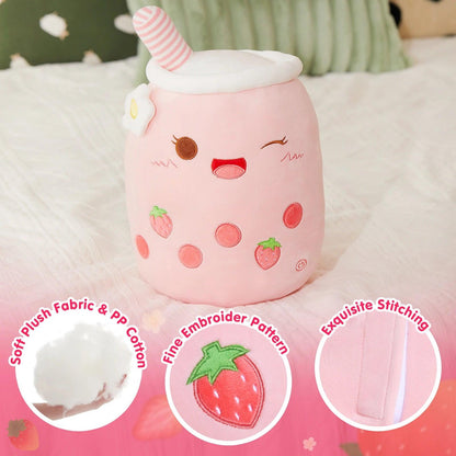 26-38cm LED Light Milk Tea Doll Plush Toy Green Pink Soft Cute Throw Pillows Strawberry Stuffed Animals for Girls Birthday Gift - petguardiansupplies