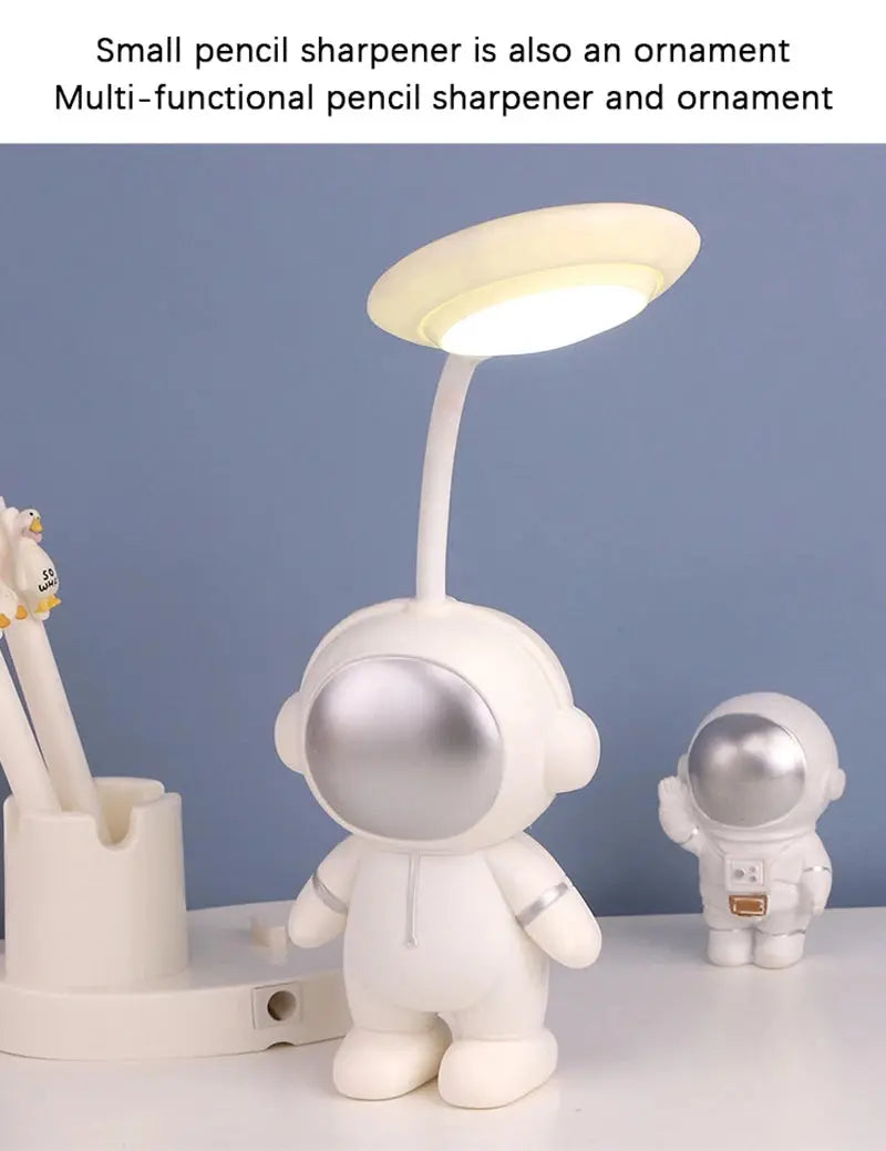 Creative Cute Astronaut Flexible Led Study Desk Lamp with Pencil Sharpener Bedside Color Adjust Table Lamp for Kids Student Room - petguardiansupplies