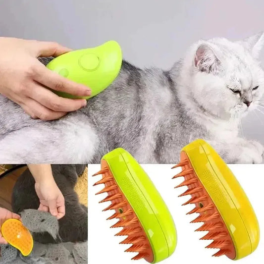 Cat Steam Brush Electric Spray Water Spray Kitten Pet Comb Soft Silicone Depilation Cats Bath Hair Brush Grooming Supplies - petguardiansupplies