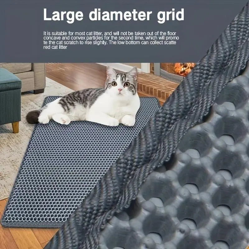 1pc, Cat Litter Mat, Cat Waterproof Litter Trapping Mat,Double Layer Filter Washable Non Slip Cat Mat For Cleaning, Pet Supplies - petguardiansupplies