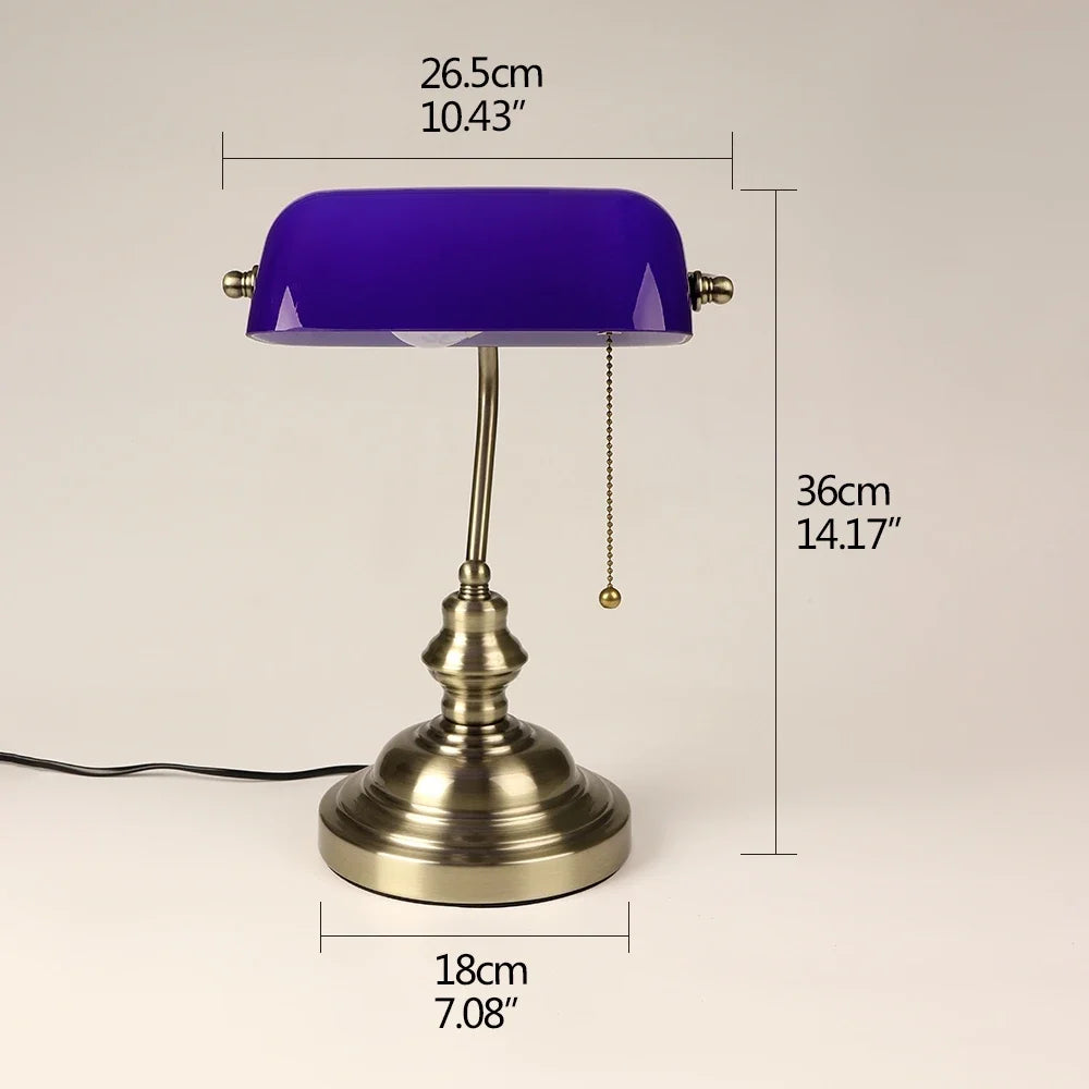 Desk lamp Table Light glass banker‘s lamp zipper switch for bedroom home stuy restaurant library office light night lamp - petguardiansupplies