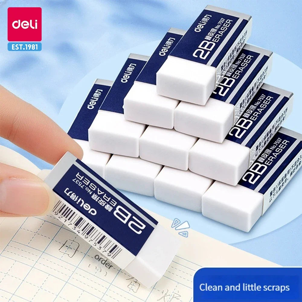 Deli 4pcs Eraser Stationery 2B 4B Soft Rubber for Kids Clear Eraser Pencil Set Office School  Art Supplies Exam Correction - petguardiansupplies