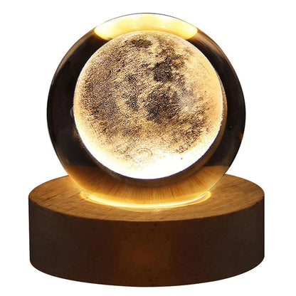 USB LED Night Light Galaxy Crystal Ball 3D Moon Planet Table Lamp Decor Bedroom Atmosphere Lamp for Birthday Kids Xmas Gifts - petguardiansupplies