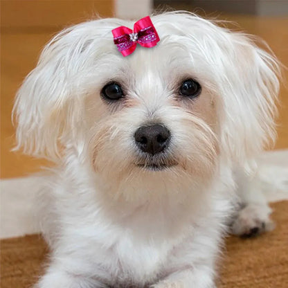 20pcs Pet Dog Cute Hair Bows with Rhinestone&Flowers Ribbon Bows Dog Hair Accessory Dog Groomining Pet Supplies - petguardiansupplies