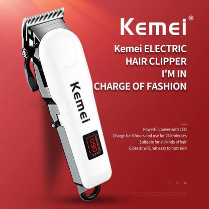 Kemei Professional hair clipper cordless hair trimmer beard for men electric hair cutting kit rechargeable haircut machine - petguardiansupplies