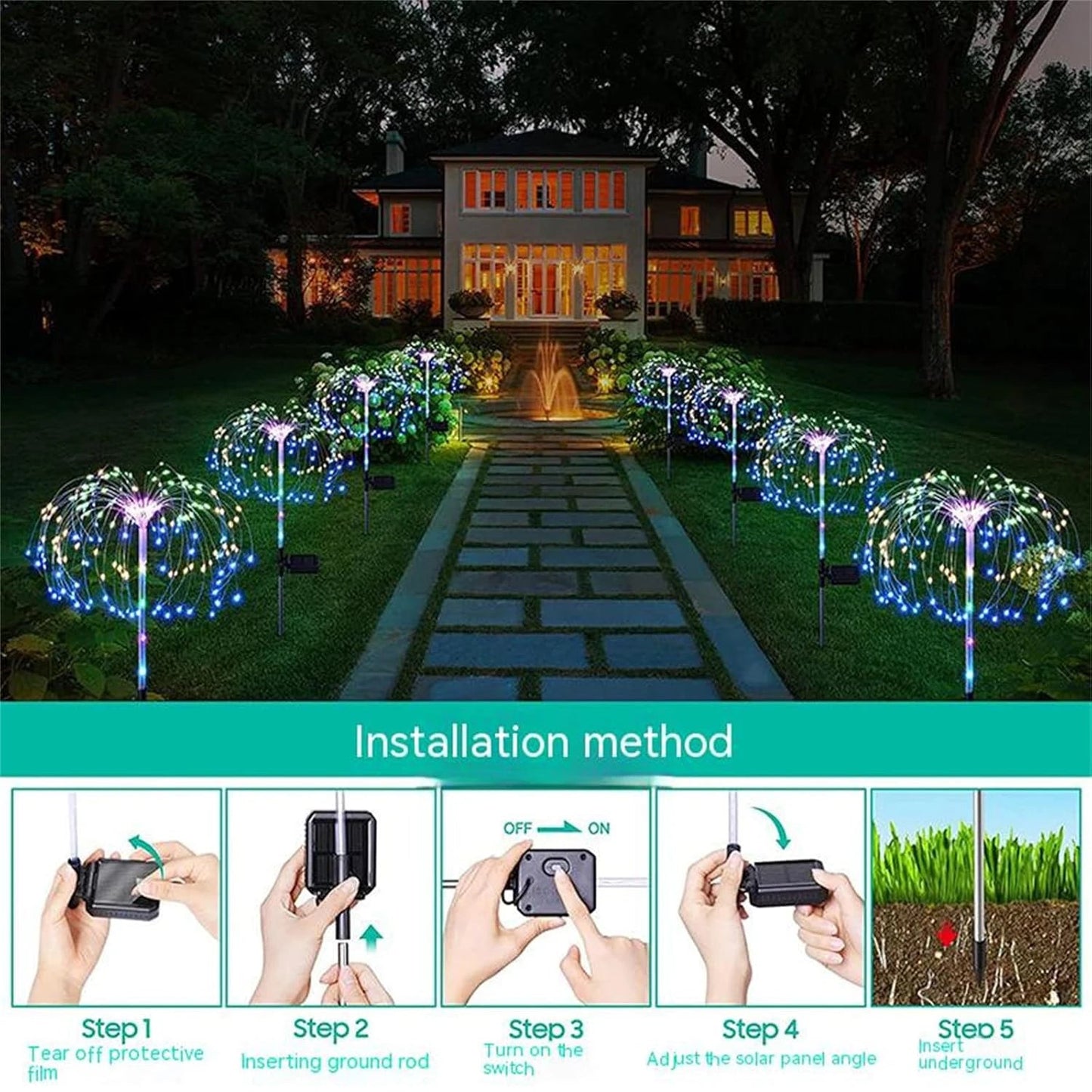 Solar LED Firework Lights Outdoor Garden Lights - petguardiansupplies