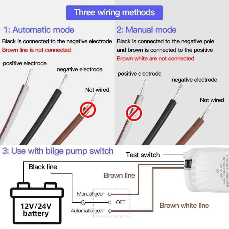 12V 24V 110V 220V 750GPH 1100GPH Automatic Boat Bilge Pump Auto Float Switch DC Submersible Electric Water Pump 12 24 V 220 Volt - petguardiansupplies