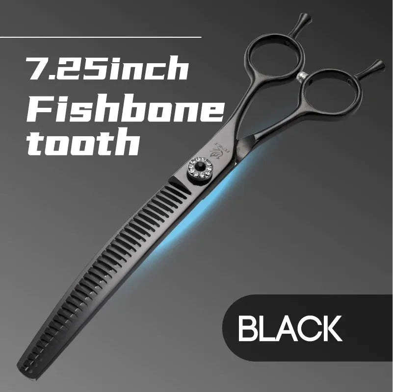 Fenice Professional JP440c 7 inch High quality Pet dog Grooming Scissors Curved thinning Shears Chunker Thinner Scissors - petguardiansupplies