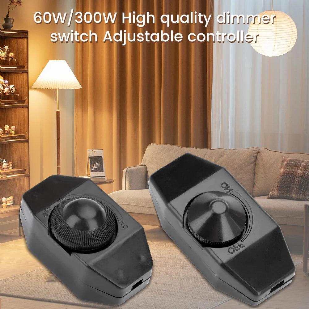 220V 60W/300W Led Dimmer Switch Adjustable Controller Knob Lamp Dimmer Cord Switch Plug In Table Floor Light Dimming On Off - petguardiansupplies