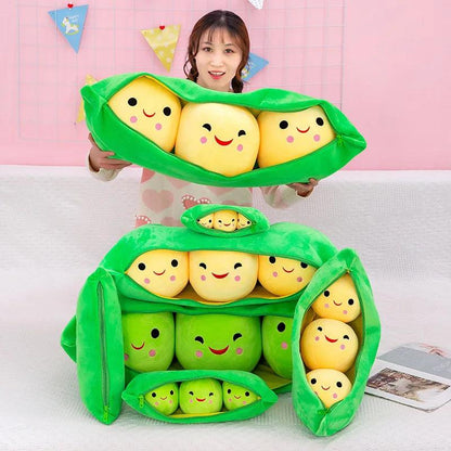 Giant Peas in A Pod Plush Toy Cute Bean Pea Pod Shape Pillow Stuffed Toys Plant Doll Creative Sleeping Pillow Home Decoration - petguardiansupplies