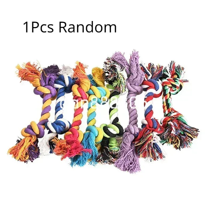 1 pcs Pets dogs pet supplies Pet Dog Puppy Cotton Chew Knot Toy Durable Braided Bone Rope 15CM Funny Tool (Random Color ) - petguardiansupplies