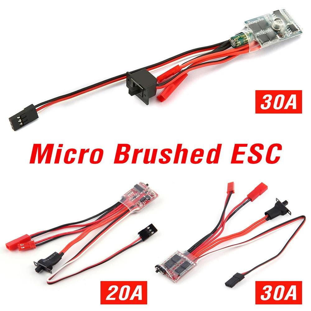 Micro ESC 20A 30A Brushed ESC RC ESC Electric Speed Controller 2S 4~8v for DIY Mini 1/16 1/18 1/24 RC Car Boat Tank w/Brake - petguardiansupplies