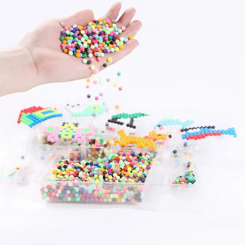 1000 Pcs/box DIY Water Spray Magic Beads Handmade Toy Set Children's Color Crystal Beads Puzzle Craft Kit Gift Variety Bean Toys - petguardiansupplies