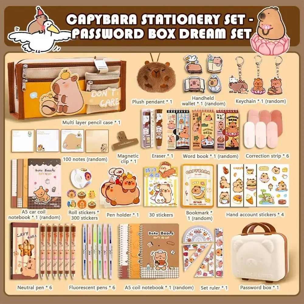 Large Capacity Gift Box Capybara Stationery Set Abundant Cute Back-to-school Gift Kit Pencil Case School Supplies for Students - petguardiansupplies