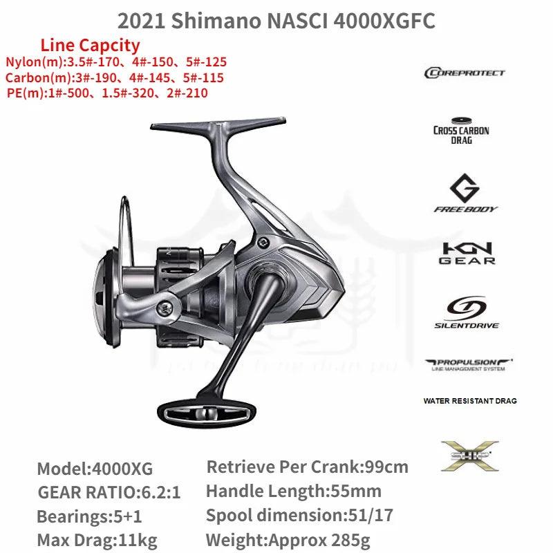 2021 Shimano NASCI FC 500 C2000 2500 2500HG 2500SHG C3000 C3000HG 4000 4000XG C5000XG Spining Fishing Reel Saltwater Fishing - petguardiansupplies