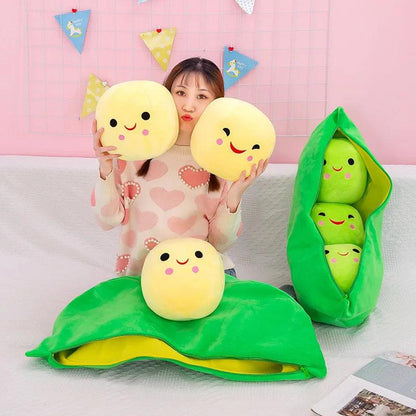 Giant Peas in A Pod Plush Toy Cute Bean Pea Pod Shape Pillow Stuffed Toys Plant Doll Creative Sleeping Pillow Home Decoration - petguardiansupplies