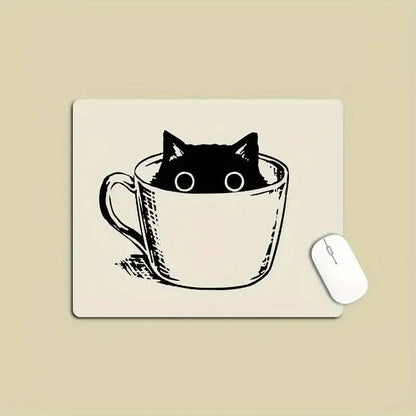 Black Cat Mousepad Small Office Computer Desk Mat Table Keyboard Big Mouse Pad Laptop Cushion Non-slip Deskpad Home Decor - petguardiansupplies