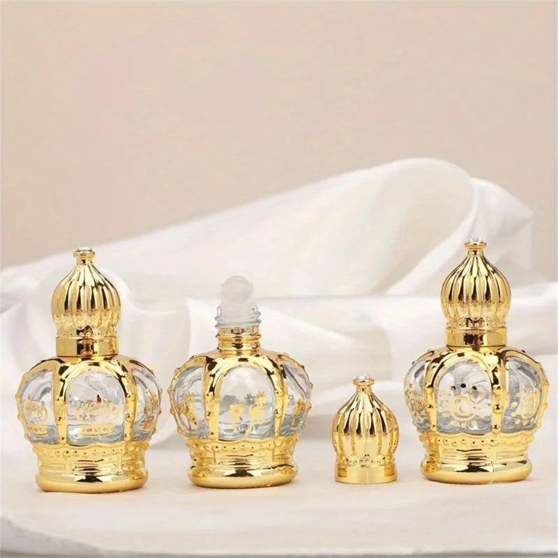 15ml 4 Random Patterns Luxury Golden Essential Oil Roller Bottle Refillable Perfume Bottle Glass Roll-On Essential Oil Bottle - petguardiansupplies