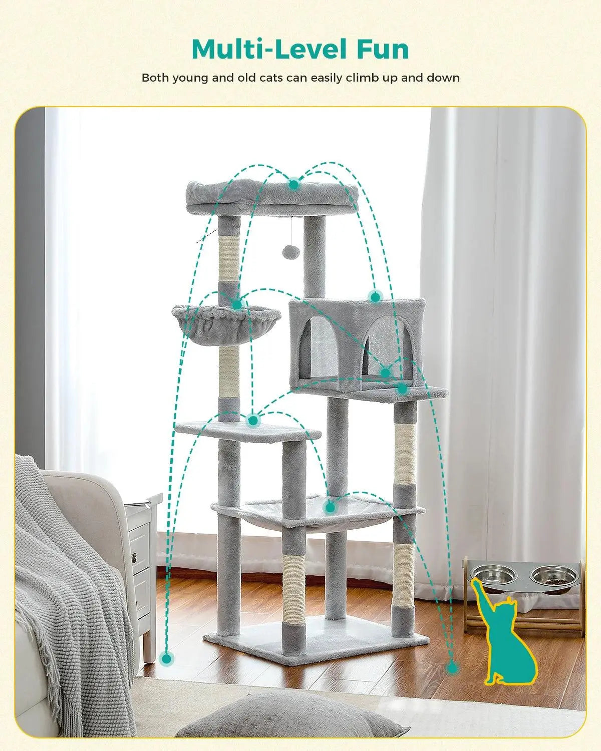 Domestic Delivery Multi-Level Cat Tree Tower Climb Furniture Scratching Post for Indoor House Pet Supplies Kitten Toy Cozy Condo - petguardiansupplies