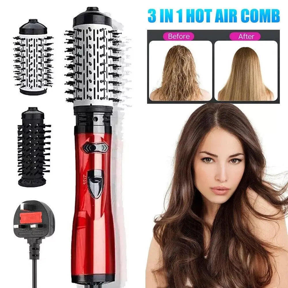 3-In-1 Hot Air Styler And Dryer Rotating Hair Straightener Brush - petguardiansupplies