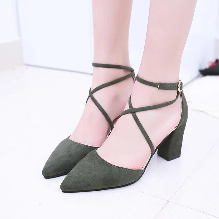 2020 Sandalias femeninas high heels Autumn Flock pointed sandals sexy high heels female summer shoes Female sandals mujer s040 - petguardiansupplies