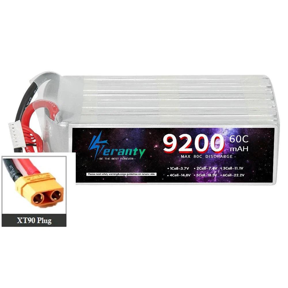 TERANTY 6S Lipo Battery 22.2V 60C 9200mAh Lipo Battery with EC5 XT90 Plug 6s Battery For RC Car Boat Truck Airplane UAV RACING - petguardiansupplies