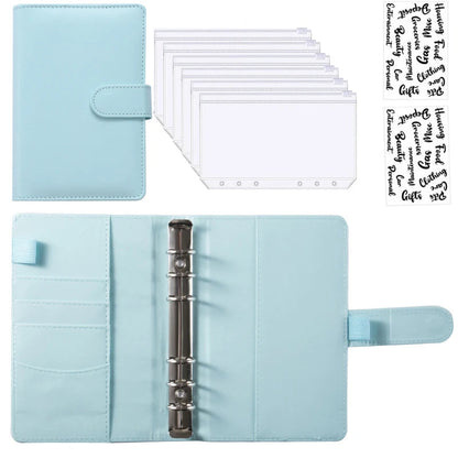 2024 A6 PU Leather Budget Binder Notebook Cash Envelopes System Set,with Binder Pockets for Money Budget Saving Bill Organizer - petguardiansupplies